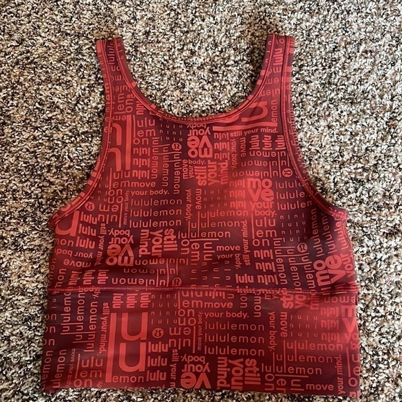 Lululemon Power Pivot Everlux Crop Tank Motif Orange Size 4 - Picture 3 of 6